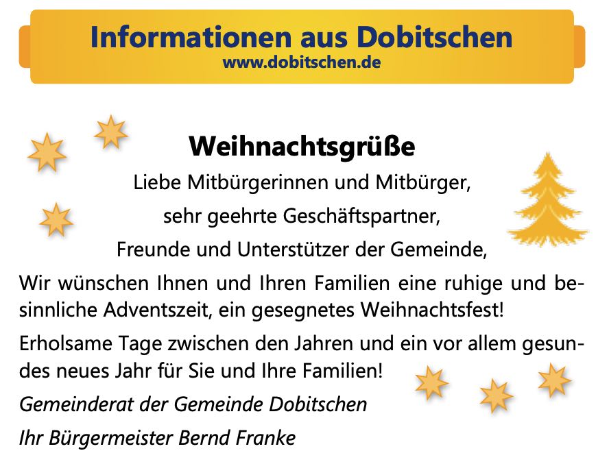 Dobitschen Weihnachtsgrüße des Bürgermeisters 2021 (11.12.2021)